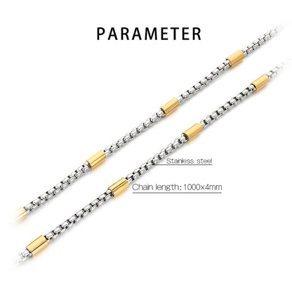 Geometric 304 Stainless Steel Chain With 18K Real Gold Plated PVD Coated Electroplated Finish And 0.03µm Thickness, 1 Piece