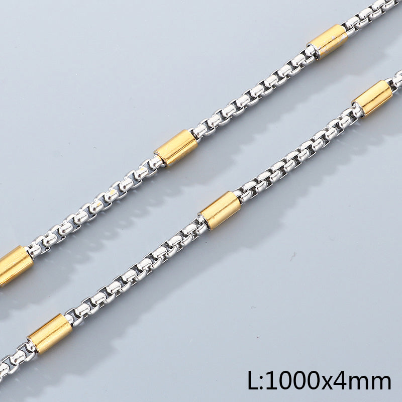 Geometric 304 Stainless Steel Chain With 18K Real Gold Plated PVD Coated Electroplated Finish And 0.03µm Thickness, 1 Piece
