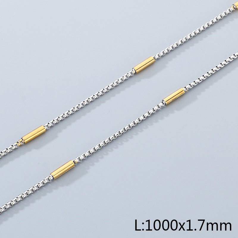 Geometric 304 Stainless Steel Chain With 18K Real Gold Plated PVD Coated Electroplated Finish And 0.03µm Thickness, 1 Piece