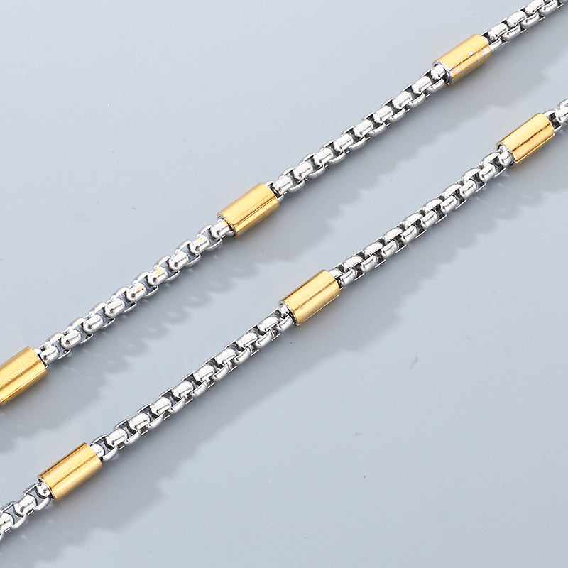 Geometric 304 Stainless Steel Chain With 18K Real Gold Plated PVD Coated Electroplated Finish And 0.03µm Thickness, 1 Piece