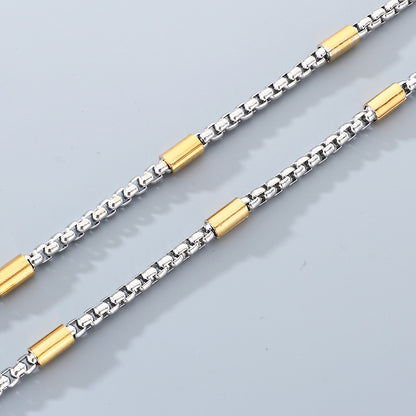 Geometric 304 Stainless Steel Chain With 18K Real Gold Plated PVD Coated Electroplated Finish And 0.03µm Thickness, 1 Piece