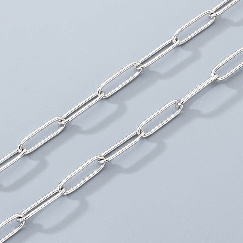 Geometric 304 Stainless Steel Chain With 18K Real Gold Plated PVD Coating 0.03µm Thickness Featuring Paperclip Chain, 1 Piece