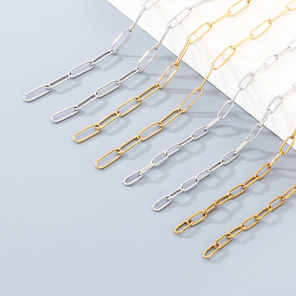 Geometric 304 Stainless Steel Chain With 18K Real Gold Plated PVD Coating 0.03µm Thickness Featuring Paperclip Chain, 1 Piece