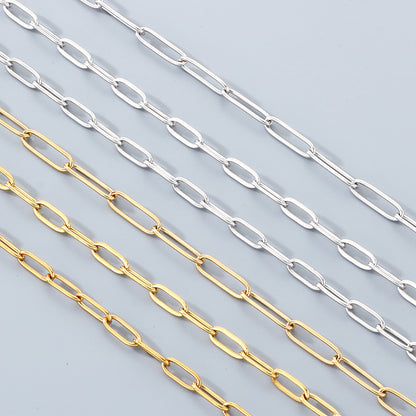 Geometric 304 Stainless Steel Chain With 18K Real Gold Plated PVD Coating 0.03µm Thickness Featuring Paperclip Chain, 1 Piece