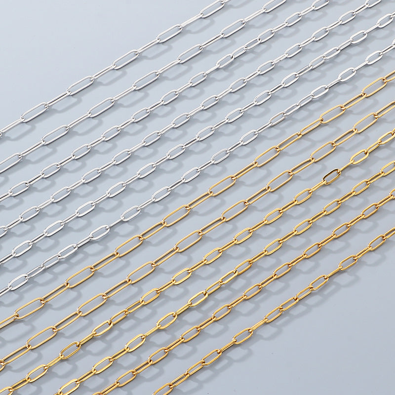 Geometric 304 Stainless Steel Chain With 18K Real Gold Plated PVD Coating 0.03µm Thickness Featuring Paperclip Chain, 1 Piece