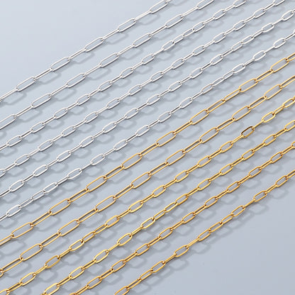 Geometric 304 Stainless Steel Chain With 18K Real Gold Plated PVD Coating 0.03µm Thickness Featuring Paperclip Chain, 1 Piece