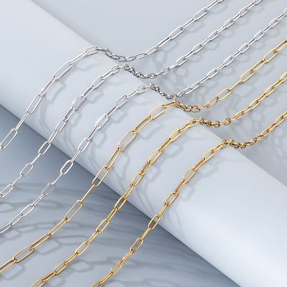 Geometric 304 Stainless Steel Chain With 18K Real Gold Plated PVD Coating 0.03µm Thickness Featuring Paperclip Chain, 1 Piece