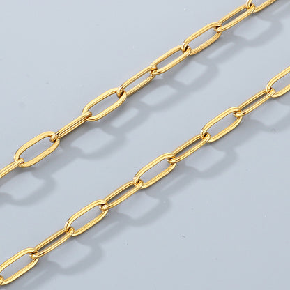 Geometric 304 Stainless Steel Chain With 18K Real Gold Plated PVD Coating 0.03µm Thickness Featuring Paperclip Chain, 1 Piece