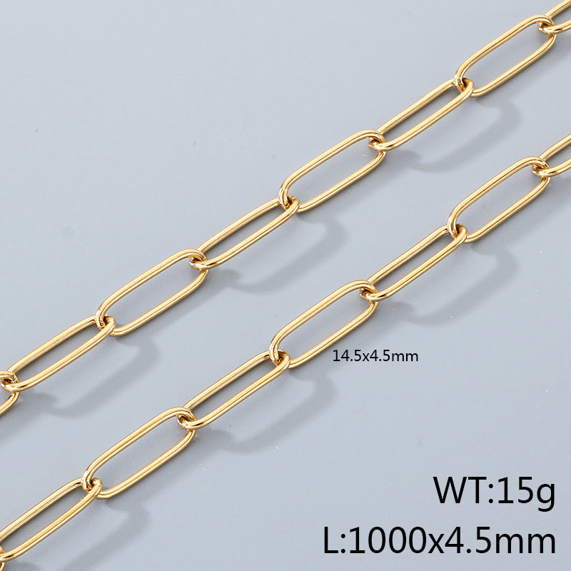 Geometric 304 Stainless Steel Chain With 18K Real Gold Plated PVD Coating 0.03µm Thickness Featuring Paperclip Chain, 1 Piece