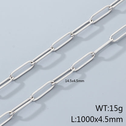 Geometric 304 Stainless Steel Chain With 18K Real Gold Plated PVD Coating 0.03µm Thickness Featuring Paperclip Chain, 1 Piece