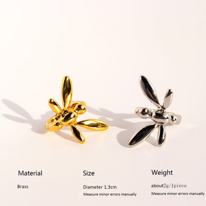 Classic Golden Brass Geometric Earrings For Women With Three-dimensional Design, Perfect For Casual Wear