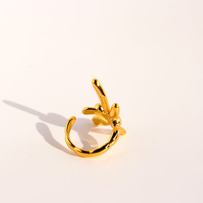 Classic Golden Brass Geometric Earrings For Women With Three-dimensional Design, Perfect For Casual Wear