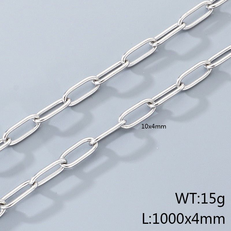 Geometric 304 Stainless Steel Chain With 18K Real Gold Plated PVD Coating 0.03µm Thickness Featuring Paperclip Chain, 1 Piece