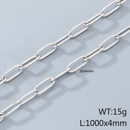 Geometric 304 Stainless Steel Chain With 18K Real Gold Plated PVD Coating 0.03µm Thickness Featuring Paperclip Chain, 1 Piece