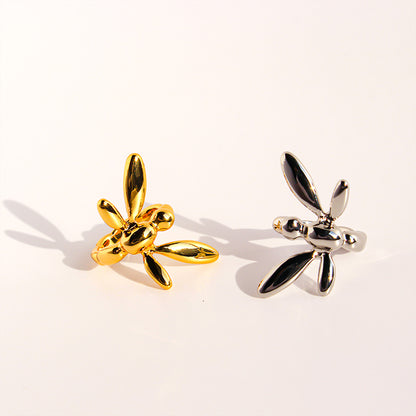 Classic Golden Brass Geometric Earrings For Women With Three-dimensional Design, Perfect For Casual Wear