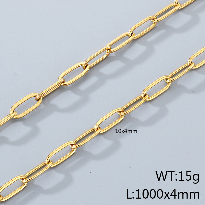 Geometric 304 Stainless Steel Chain With 18K Real Gold Plated PVD Coating 0.03µm Thickness Featuring Paperclip Chain, 1 Piece