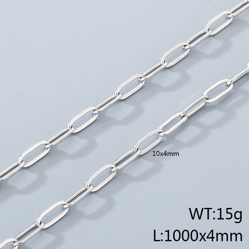 Geometric 304 Stainless Steel Chain With 18K Real Gold Plated PVD Coating 0.03µm Thickness Featuring Paperclip Chain, 1 Piece