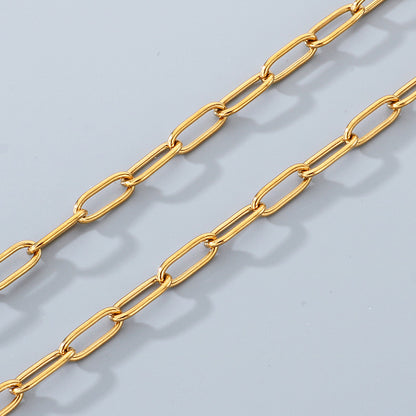 Geometric 304 Stainless Steel Chain With 18K Real Gold Plated PVD Coating 0.03µm Thickness Featuring Paperclip Chain, 1 Piece