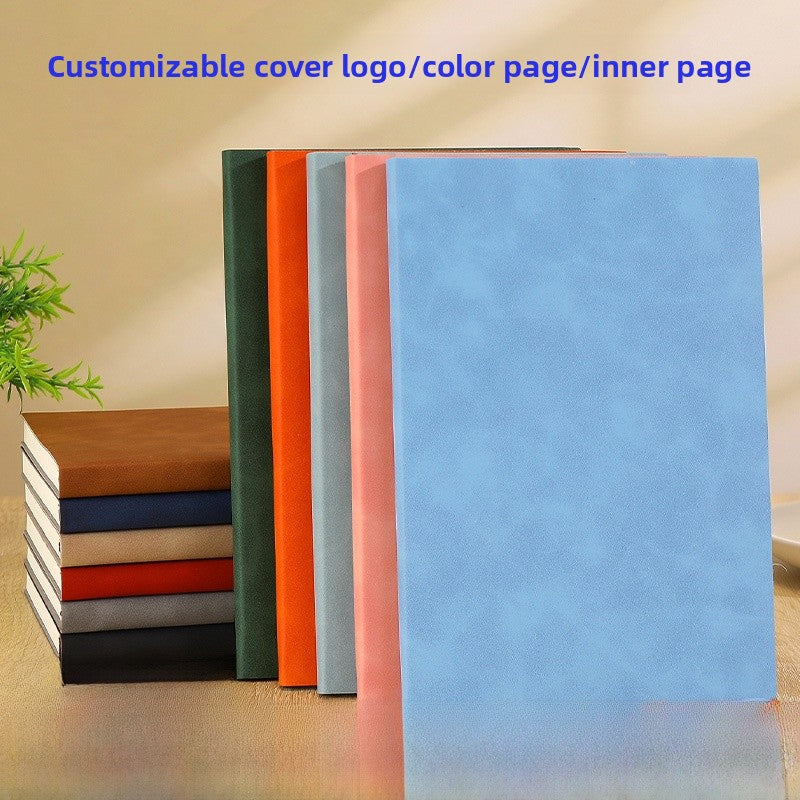 Solid Color Business Notebook With Artificial Leather Cover, Durable And Professional