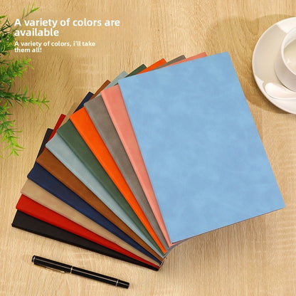 Solid Color Business Notebook With Artificial Leather Cover, Durable And Professional