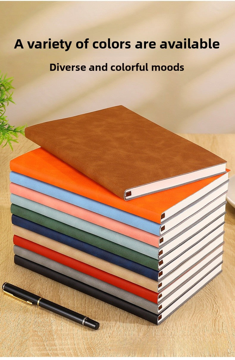 Solid Color Business Notebook With Artificial Leather Cover, Durable And Professional