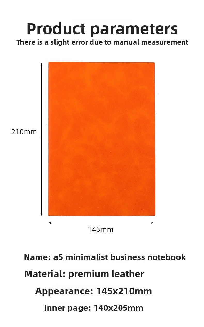 Solid Color Business Notebook With Artificial Leather Cover, Durable And Professional
