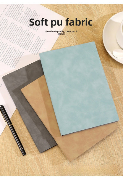 Solid Color Business Notebook With Artificial Leather Cover, Durable And Professional