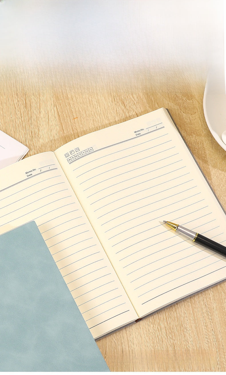 Solid Color Business Notebook With Artificial Leather Cover, Durable And Professional