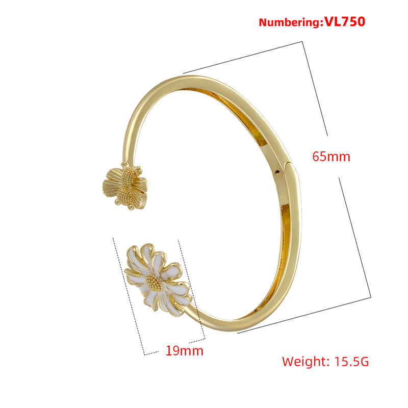 Sweet Flowers Jewelry Set For Birthday Featuring Copper Material With 18K Real Gold Plated Finish And O Chain Type