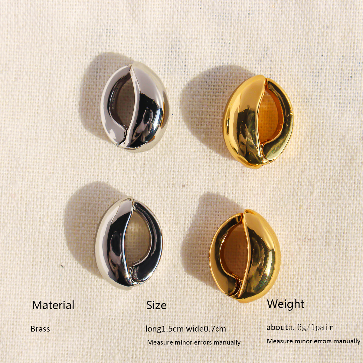 Classic Golden Brass Geometric Earrings For Women With Three-dimensional Craft, Perfect For Casual Wear