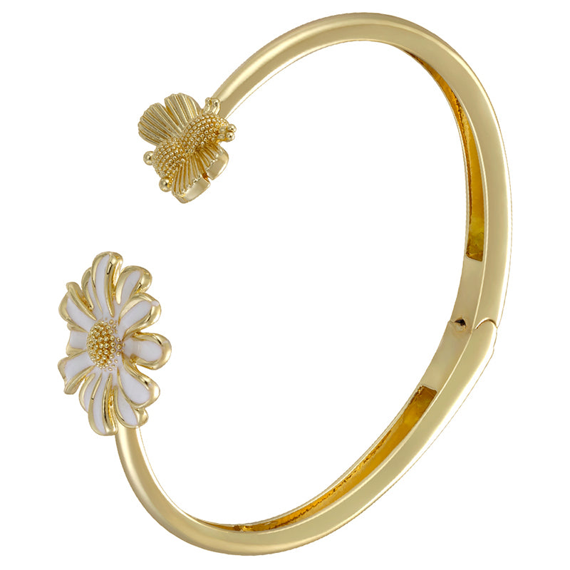 Sweet Flowers Jewelry Set For Birthday Featuring Copper Material With 18K Real Gold Plated Finish And O Chain Type