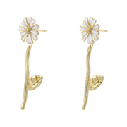 VE1768 Gold White Daisy Earrings 1Pair