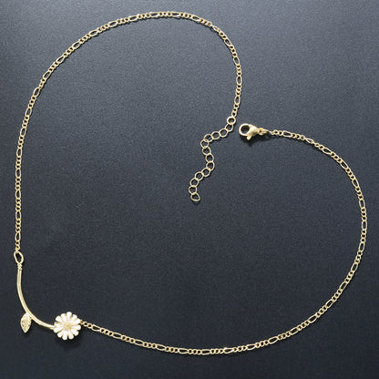 Sweet Flowers Jewelry Set For Birthday Featuring Copper Material With 18K Real Gold Plated Finish And O Chain Type