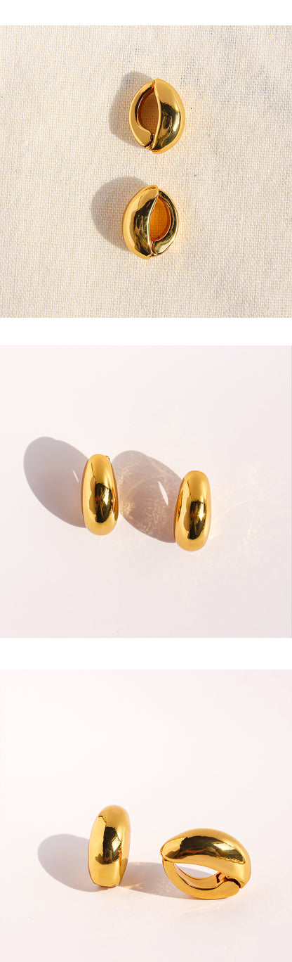 Classic Golden Brass Geometric Earrings For Women With Three-dimensional Craft, Perfect For Casual Wear