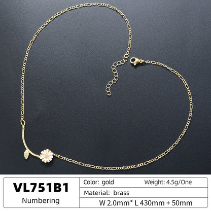 Sweet Flowers Jewelry Set For Birthday Featuring Copper Material With 18K Real Gold Plated Finish And O Chain Type