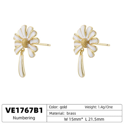 Sweet Flowers Jewelry Set For Birthday Featuring Copper Material With 18K Real Gold Plated Finish And O Chain Type