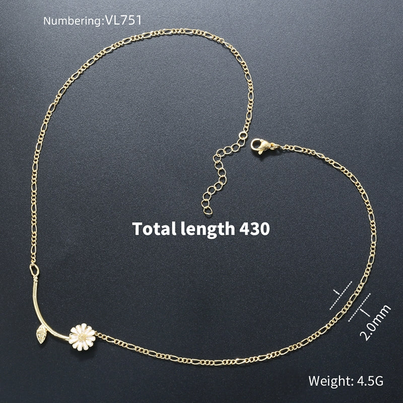 Sweet Flowers Jewelry Set For Birthday Featuring Copper Material With 18K Real Gold Plated Finish And O Chain Type