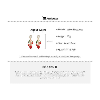 Retro Heart Shape Stud Earrings For Women In Copper With Zircon Inlay