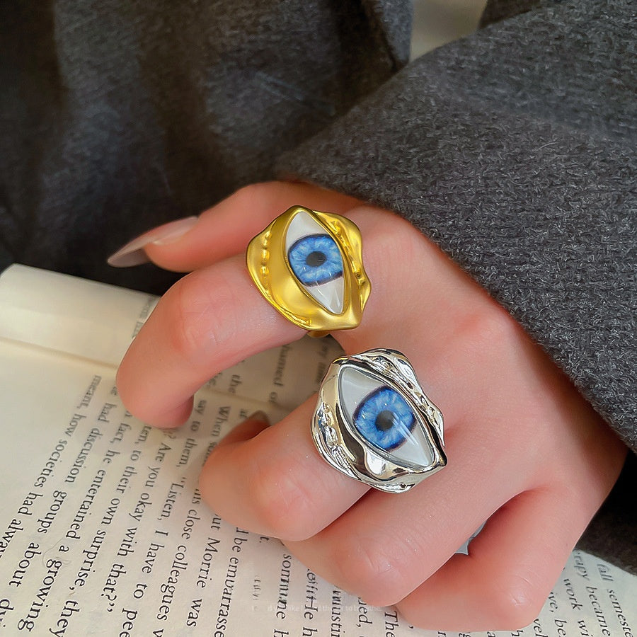 Devil's Eye Open Ring For Men In Golden Alloy, 1 Piece