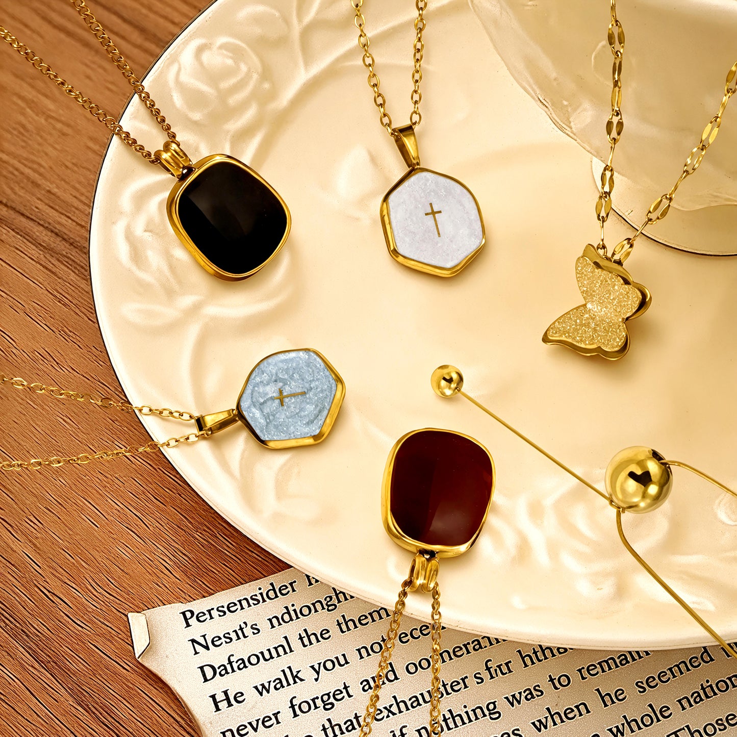 Butterfly Necklace For Adults Featuring Three-dimensional Design In 304 Stainless Steel With Golden Plated O-link Chain