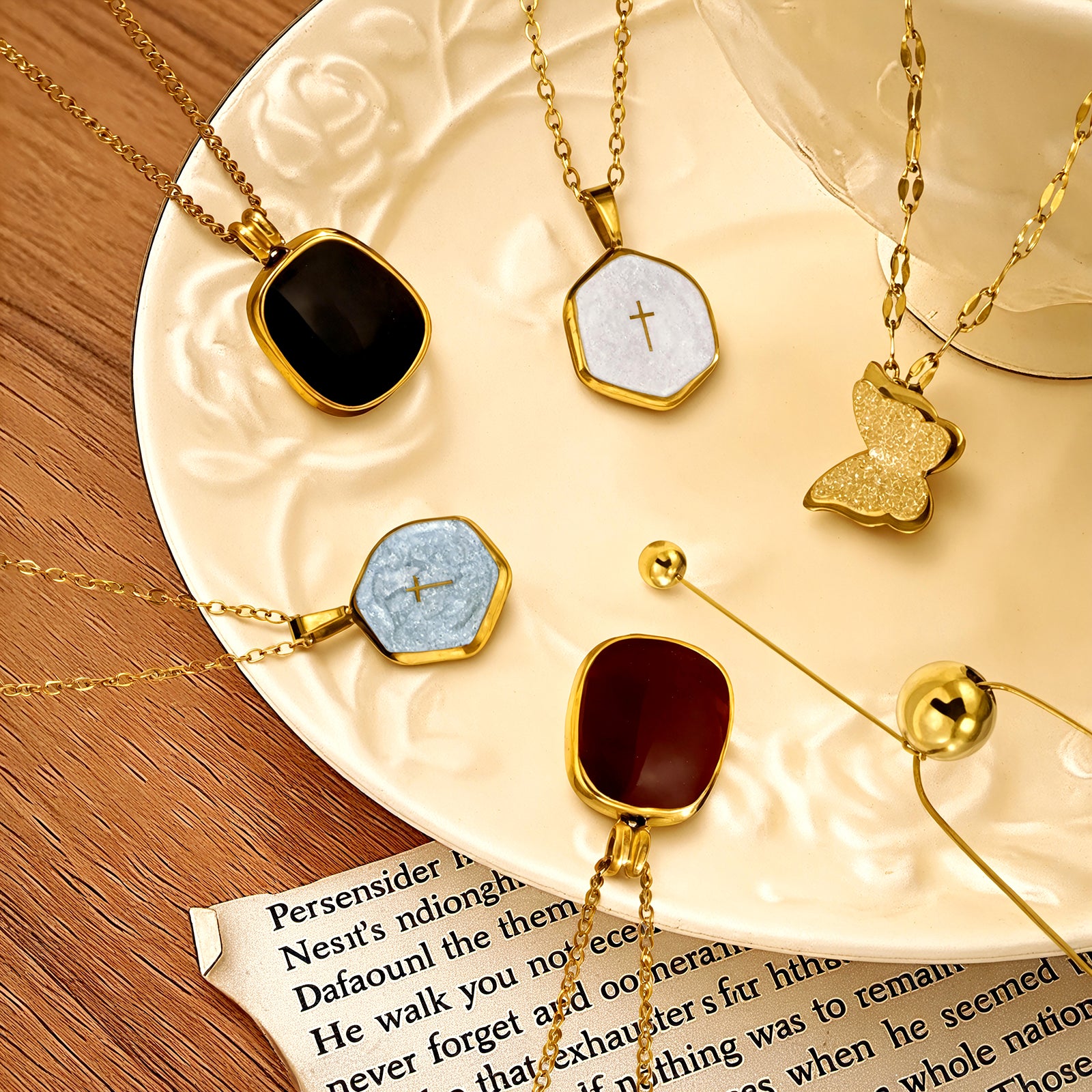 Butterfly Necklace For Adults Featuring Three-dimensional Design In 304 Stainless Steel With Golden Plated O-link Chain