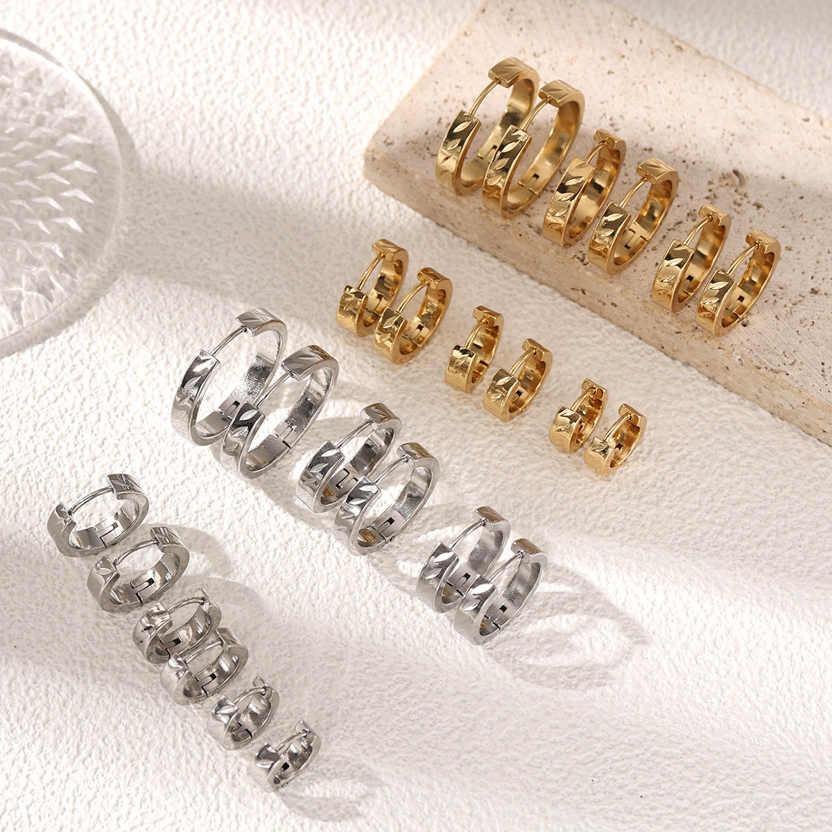 Geometric Earrings For Women Featuring Electroplated 304 Stainless Steel With PVD Coated 18K Real Gold Plating