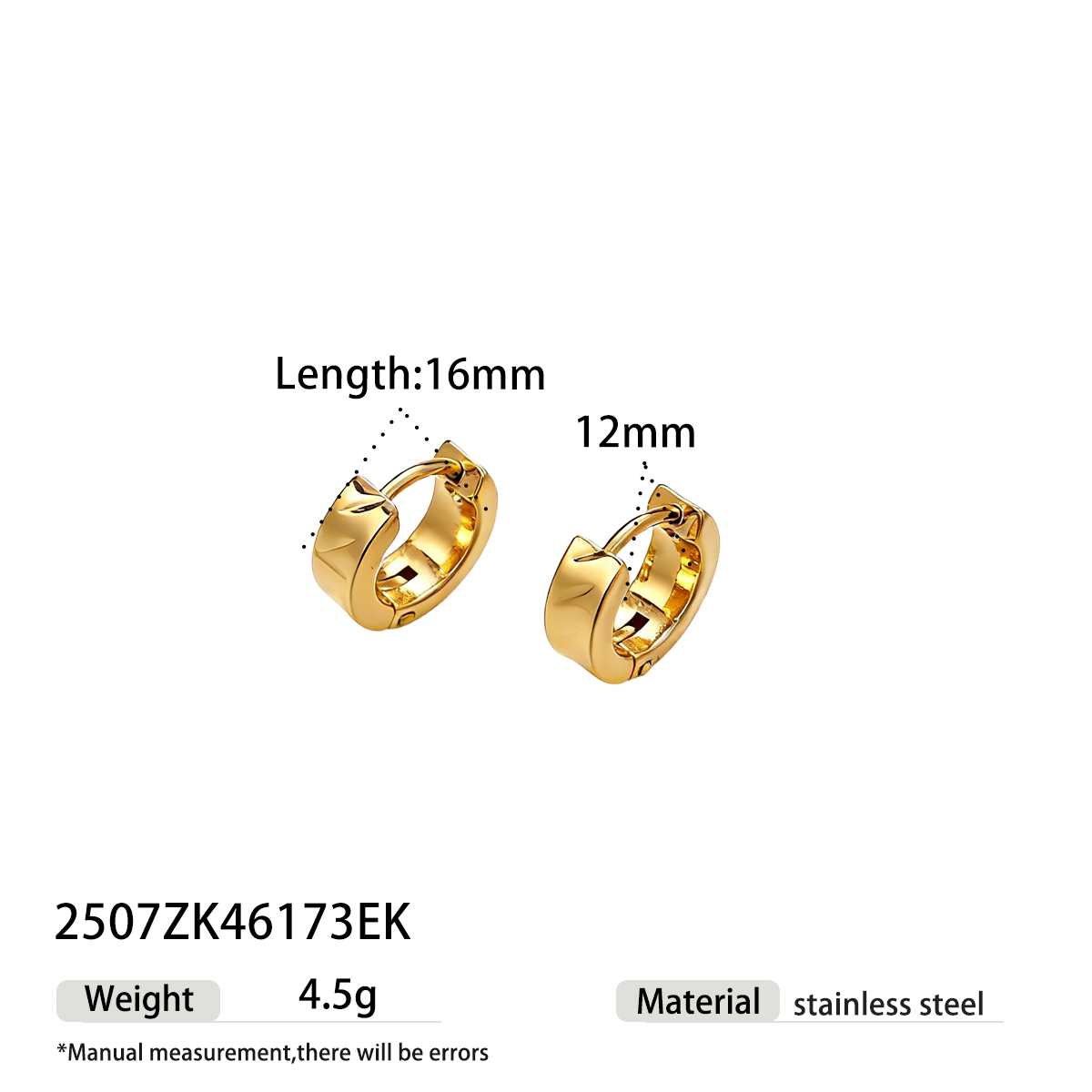 Geometric Earrings For Women Featuring Electroplated 304 Stainless Steel With PVD Coated 18K Real Gold Plating