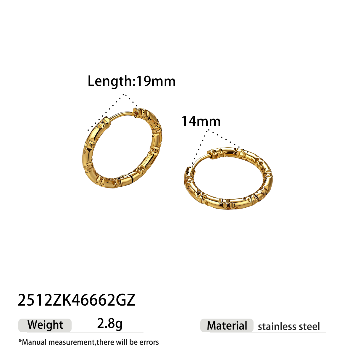 Geometric Earrings For Women Featuring Electroplated 304 Stainless Steel With 18K Real Gold Plated PVD Coating