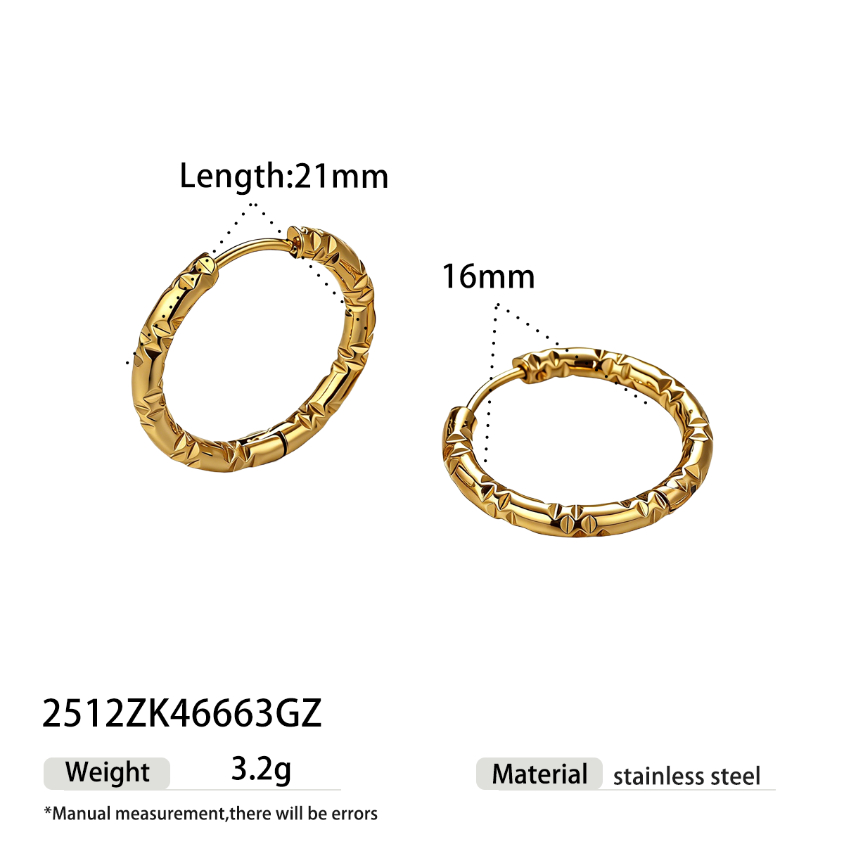 Geometric Earrings For Women Featuring Electroplated 304 Stainless Steel With 18K Real Gold Plated PVD Coating