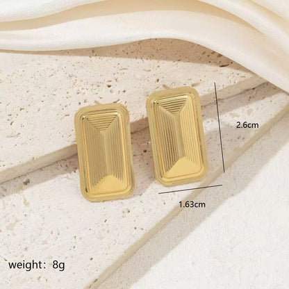 Round Stud Earrings For Women In 304 Stainless Steel With 18K Real Gold Plating And Zircon Inlay, Perfect For New Year