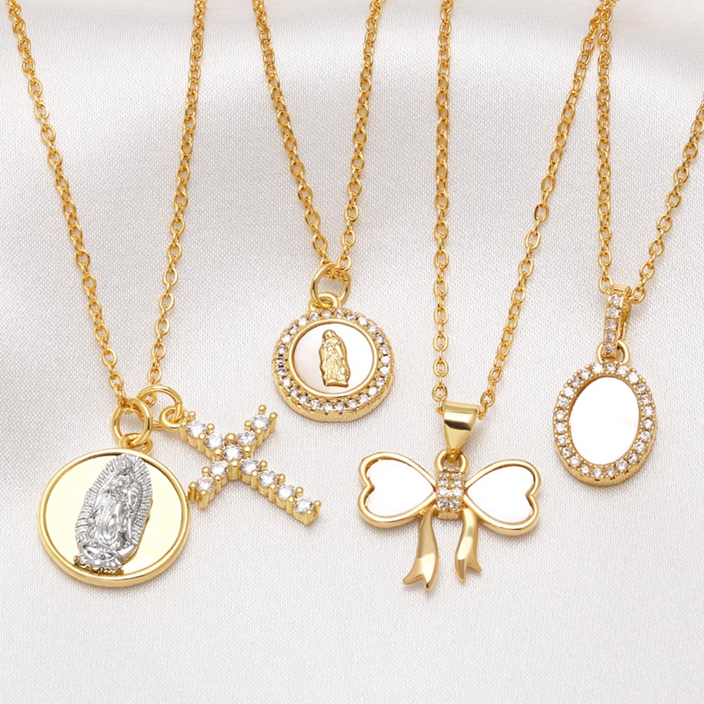 Cross Necklace For Unisex Featuring 18K Real Gold Plated Copper With Zircon Inlay And Cable Chain