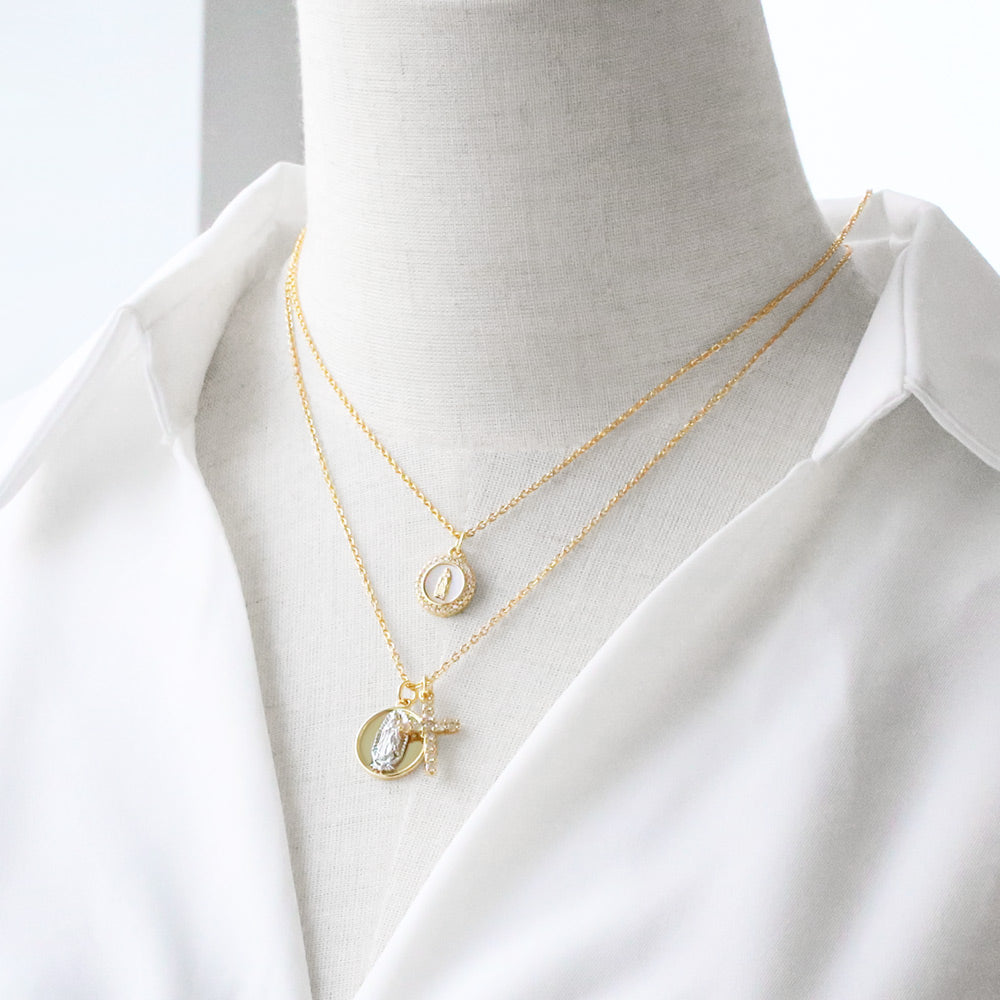 Cross Necklace For Unisex Featuring 18K Real Gold Plated Copper With Zircon Inlay And Cable Chain