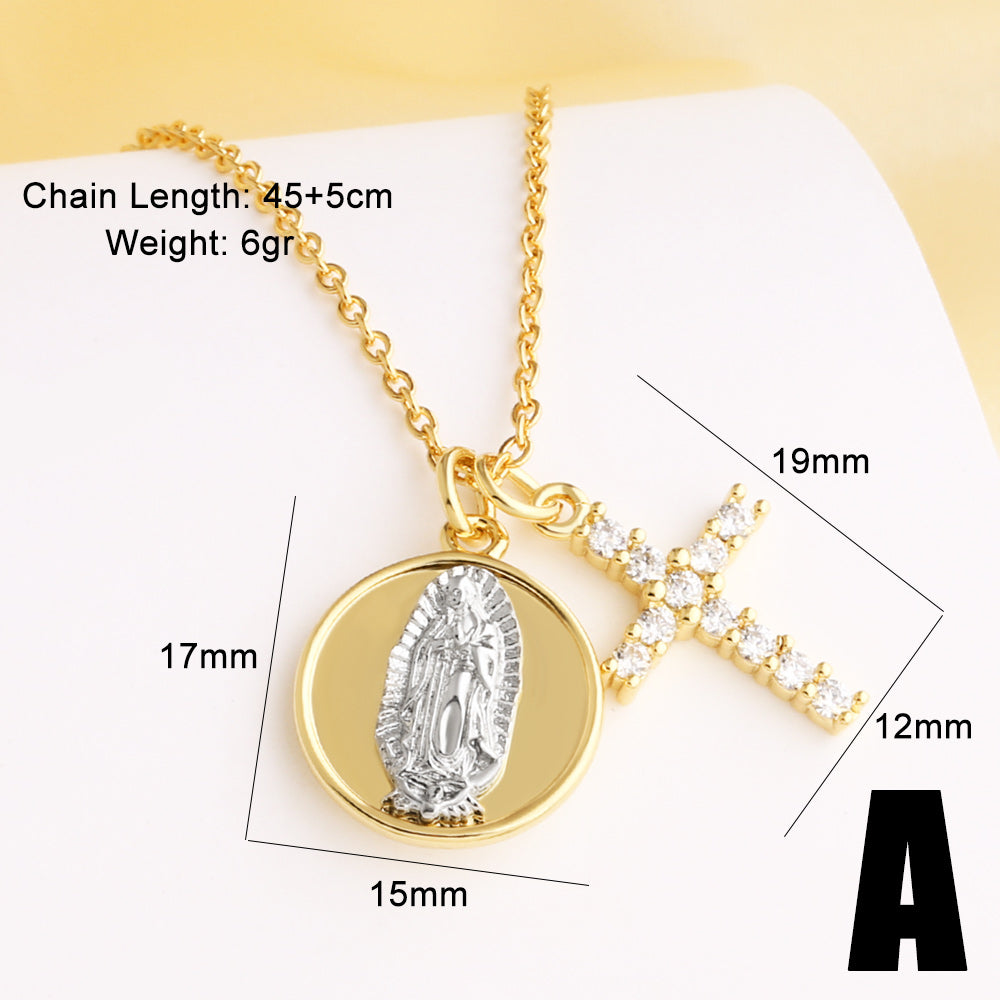 Cross Necklace For Unisex Featuring 18K Real Gold Plated Copper With Zircon Inlay And Cable Chain