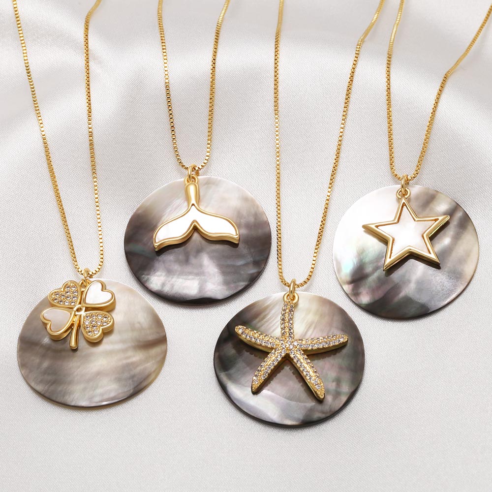 Starfish Necklace For Marine Style Lovers Featuring Copper Material With 18K Real Gold Plated And Zircon Inlay On Box Chain